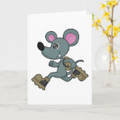 Carte Souris comme coureur avec sac à dos (Fleur jaune)