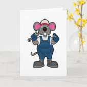 Carte Souris comme mécanicien avec vis et clé anglaise (Fleur jaune)