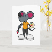 Carte Souris comme Peintre avec Peinture et Pinceau (Fleur jaune)