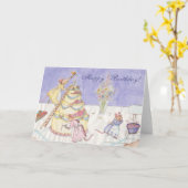 Carte Souris d'anniversaire (Fleur jaune)