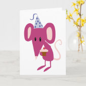 Carte Souris d'anniversaire (Fleur jaune)