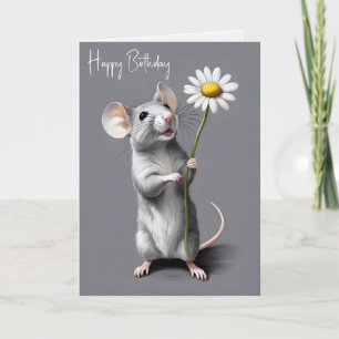 Carte Souris D'Anniversaire Avec Basière Blanche
