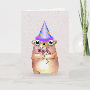 Carte Souris d'anniversaire avec Casquette de fête