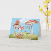 Carte Souris d'anniversaire avec cloison de champignons (Fleur jaune)