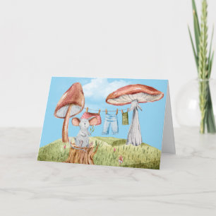 Carte Souris d'anniversaire avec cloison de champignons