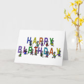 Carte souris d'anniversaire d'enfant amusant en couleurs (Fleur jaune)