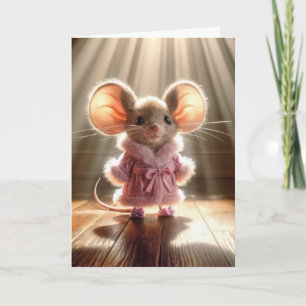 Carte Souris D'Anniversaire En Robe Rose