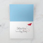 Carte Souris d'anniversaire Piloter un avion papier (Intérieur)