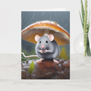 Carte Souris d'anniversaire sous un tabouret