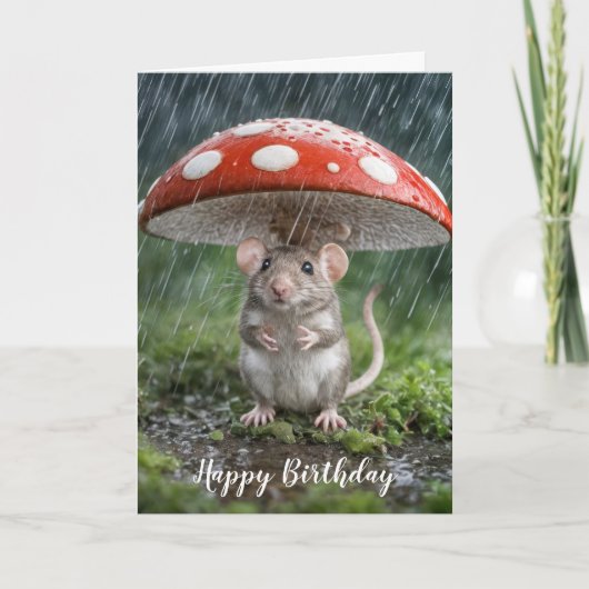 Carte Souris d'anniversaire sous un tabouret (Devant)