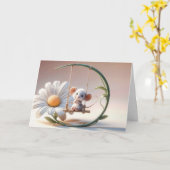 Carte Souris d'anniversaire sur une aile de marais (Fleur jaune)