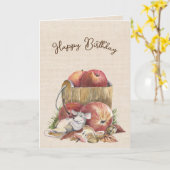 Carte Souris d'automne Humour d'anniversaire (Fleur jaune)