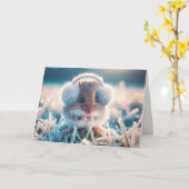 Carte Souris de campagne d'anniversaire portant des arma (Fleur jaune)