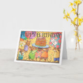 Carte souris de fête d'anniversaire (Fleur jaune)