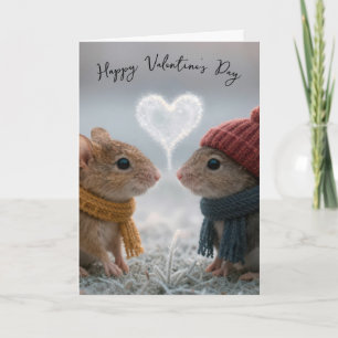 Carte Souris de la Saint-Valentin avec un cœur givré