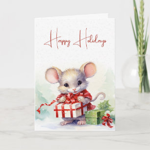 Carte Souris De Noël Avec Cadeaux