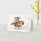 Carte Souris De Noël Avec Cadeaux (Fleur jaune)