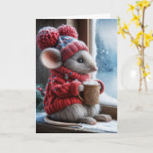 Carte Souris de Noël avec chocolat chaud (Fleur jaune)