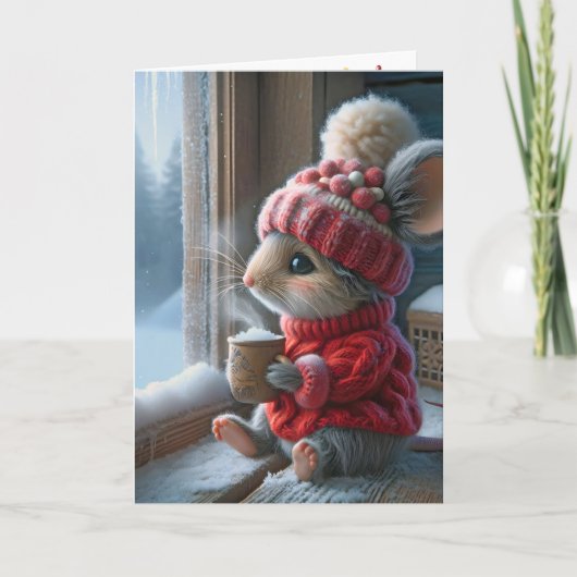 Carte Souris De Noël Avec Coco Chaud (Devant)