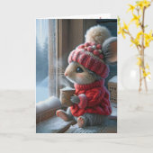 Carte Souris De Noël Avec Coco Chaud (Fleur jaune)