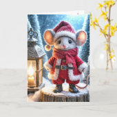 Carte Souris De Noël Avec Lanterne Lumineuse (Fleur jaune)
