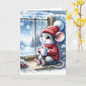 Carte Souris De Noël En Fenêtre Avec Cocos Chauds (Fleur jaune)