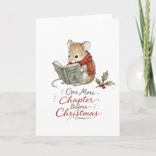 Carte Souris de Noël lisant des histoires