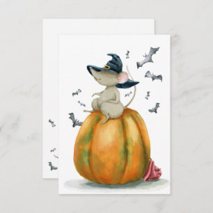 Carte Souris de sorcière mignonne d'Halloween