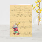 Carte Souris de trompette sur la musique de feuille - (Fleur jaune)