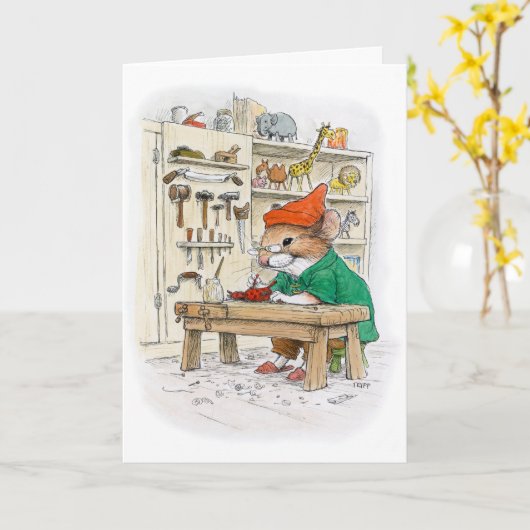 Carte Souris d'Elf de Joyeux Noël par Wallace Tripp (Fleur jaune)