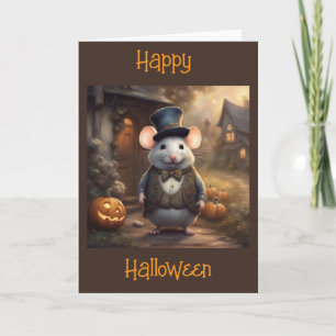 Carte Souris élégante et citrouilles Halloween