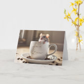 Carte Souris en coupe de café craquelé (Fleur jaune)