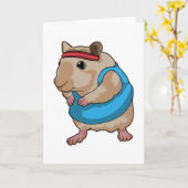 Carte Souris en coureuse avec bandeau (Fleur jaune)