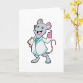 Carte Souris en docteur avec blouse de médecin (Fleur jaune)