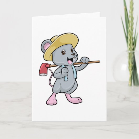 Carte Souris en fermier avec Ax et Casquette (Devant)