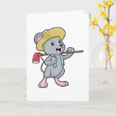 Carte Souris en fermier avec Ax et Casquette (Fleur jaune)