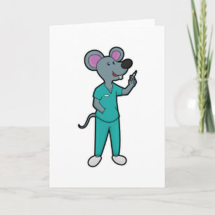 Carte Souris en infirmière à la vaccination avec seringu