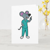 Carte Souris en infirmière à la vaccination avec une ser (Fleur jaune)