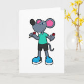 Carte Souris en joueur de fléchettes avec des fléchettes (Fleur jaune)