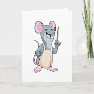 Carte Souris en peintre avec pinceau