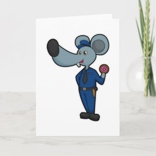 Carte Souris en policier avec Donut