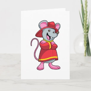 Carte Souris en pompier avec casque