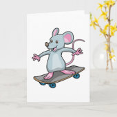 Carte Souris en skate avec skateboard (Fleur jaune)