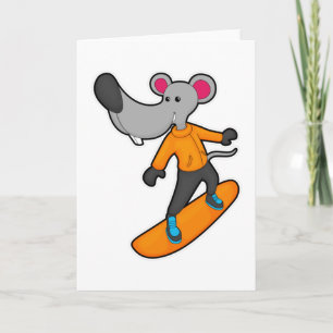 Carte Souris en tant que snowboardeur avec snowboard