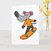 Carte Souris en tant que snowboardeur avec snowboard (Fleur jaune)