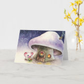 Carte Souris et champignons de Noël (Fleur jaune)