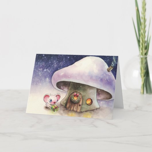 Carte Souris et champignons de Noël (Devant)