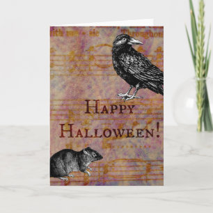 Carte Souris et corneille heureuses de Halloween