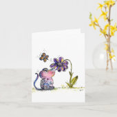 Carte Souris et fleurs mignonnes (Fleur jaune)