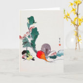 Carte Souris et Radish rouge, Watanabe Seitei (Fleur jaune)